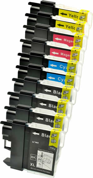KIT 10 CARTUCCE COMPATIBILE NERO E COLORE BROTHER SERIE LC-985