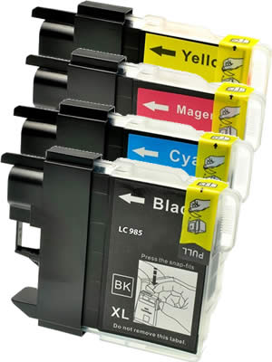 KIT 4 CARTUCCE COMPATIBILE NERO E COLORE BROTHER SERIE LC-985