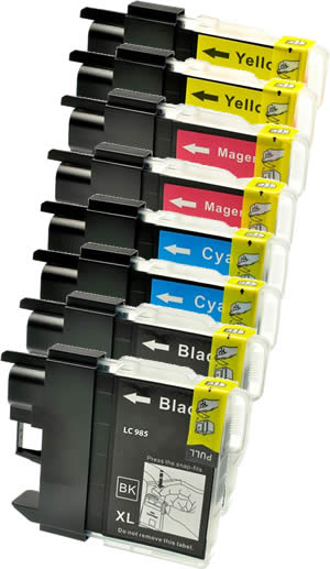 KIT 8 CARTUCCE COMPATIBILE NERO E COLORE BROTHER SERIE LC-985