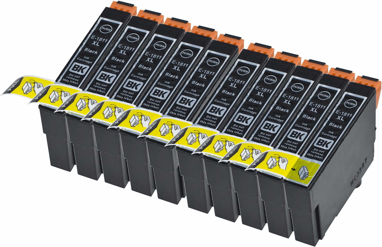 KIT 10 CARTUCCE COMPATIBILE EPSON SERIE 1811 NERE con Chip Aggiornato 2019
