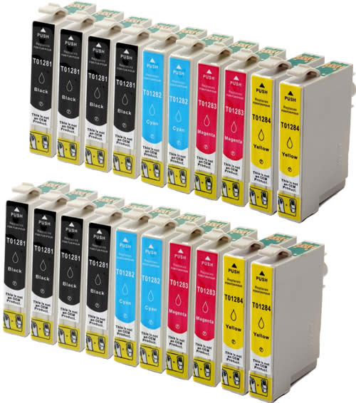 Kit 20 Cartucce compatibili Epson serie 1281 1282 1283 1284 con Chip Aggiornato 2019
