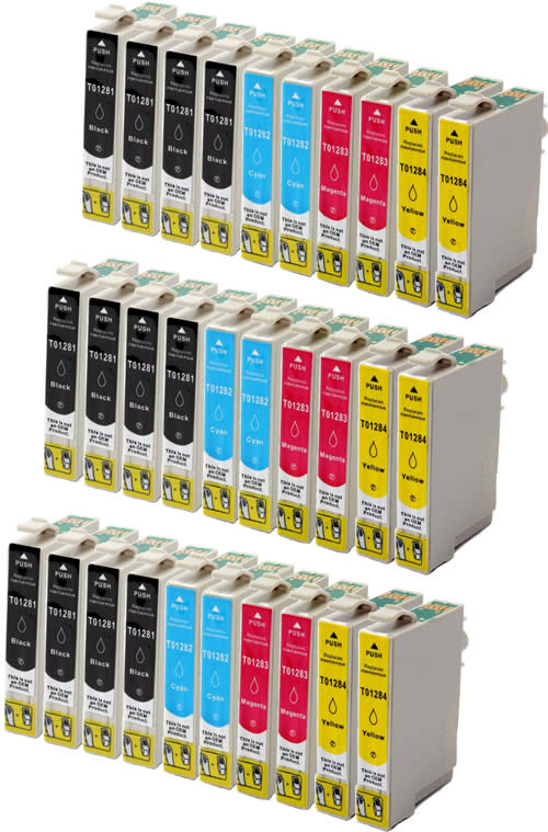Kit 30 Cartucce compatibili Epson serie 1281 1282 1283 1284 con Chip Aggiornato 2019