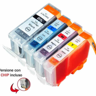 KIT 4 CARTUCCE COMPATIBILE CANON 5BK NERO E 8C 8M 8Y COLORE