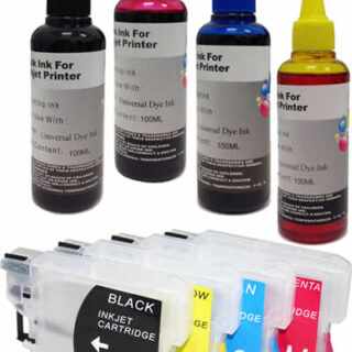 Kit 4 Cartucce Vuote Compatibile Brother Serie LC-985 + 4 Inchiostri 