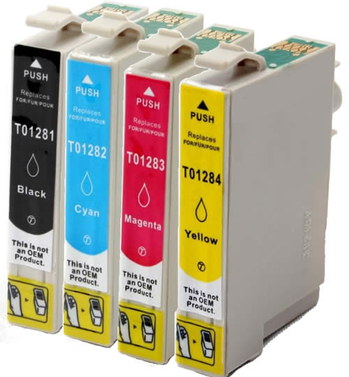 Kit 4 Cartucce compatibili Epson serie 1281 1282 1283 1284 con Chip Aggiornato 2019