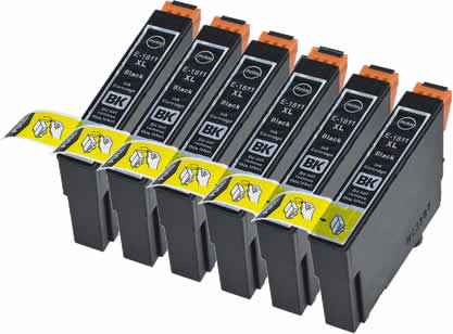 KIT 6 CARTUCCE COMPATIBILE EPSON SERIE 1811 NERE con Chip Aggiornato 2019