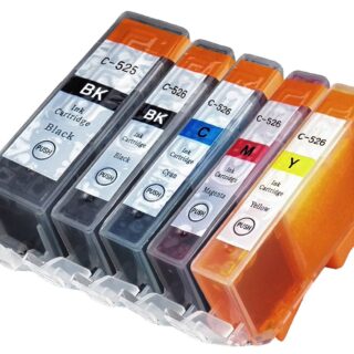 KIT 5 CARTUCCE COMPATIBILE CANON NERO E COLORE SERIE PGI-525